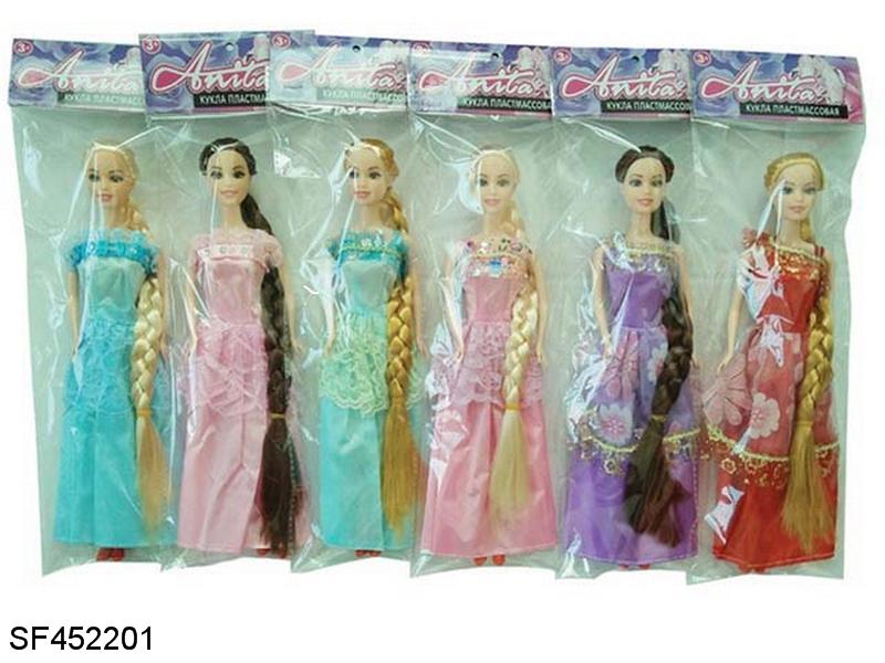 11.5寸实身长发公主芭比（6pcs/袋，五款混）