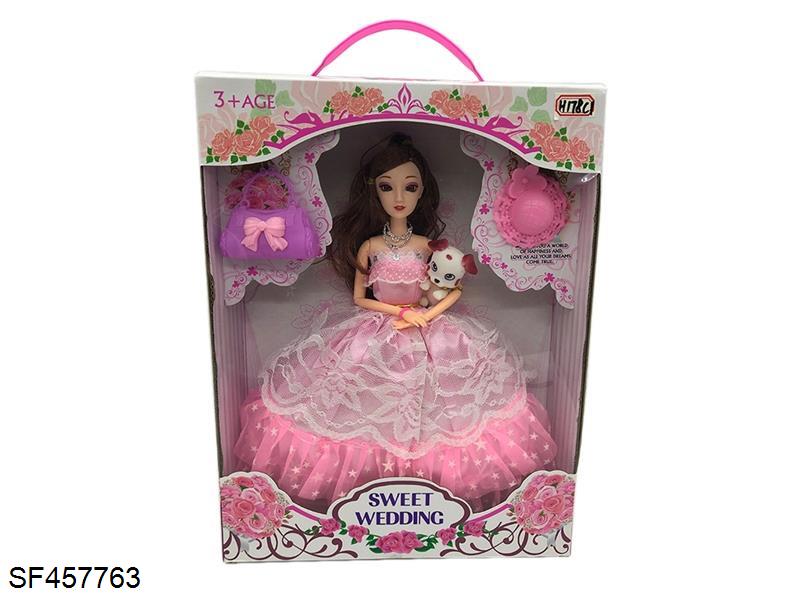 11.5寸实身12关节3D眼珠婚纱芭比带配件