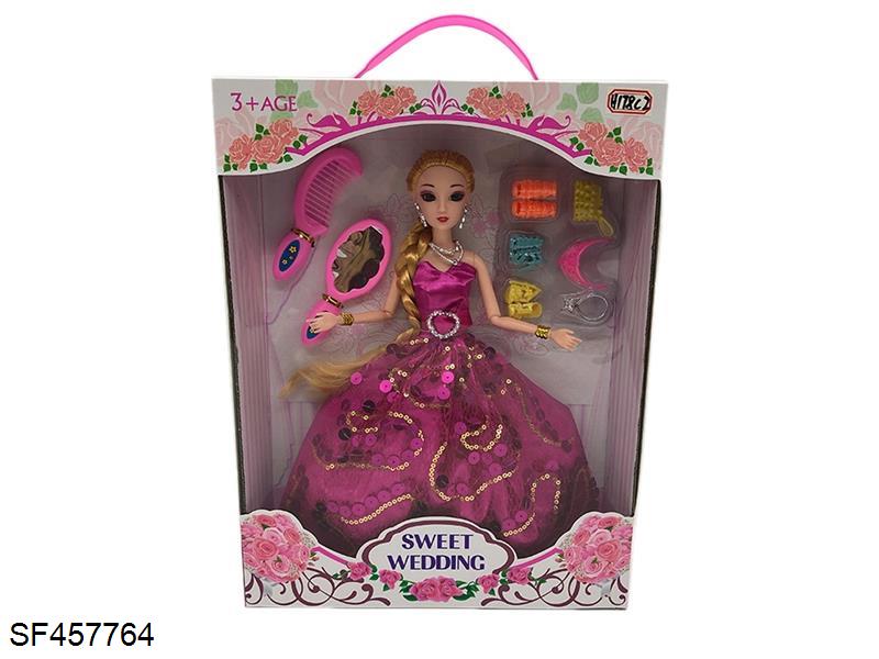 11.5寸实身12关节3D眼珠婚纱芭比带配件