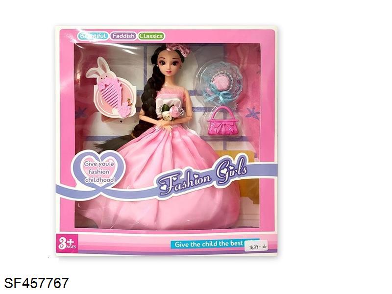 11.5寸实身12关节3D眼珠婚纱芭比带配件