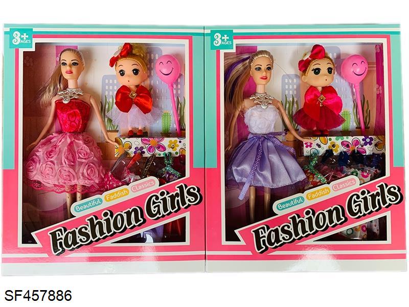 11.5寸实身活动手时装芭比带迷糊娃娃+气球