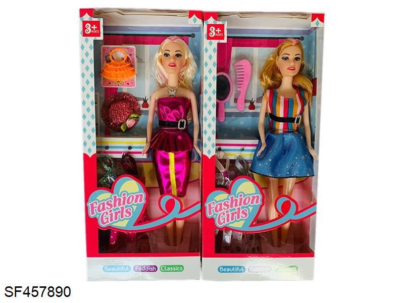 11.5寸实身活动手时装芭比带配件(2款混装)