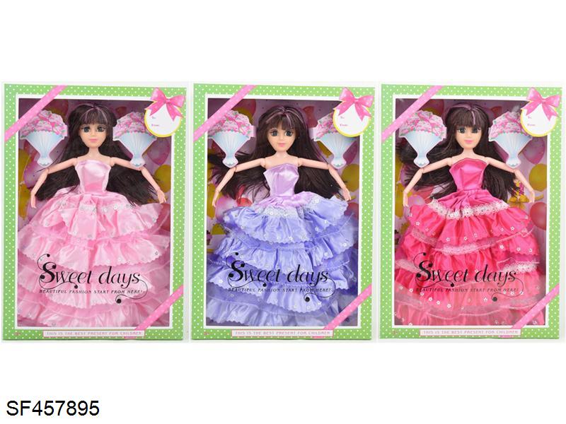 11.5寸12关节实身3D眼带睫毛婚纱芭比(3款混装)