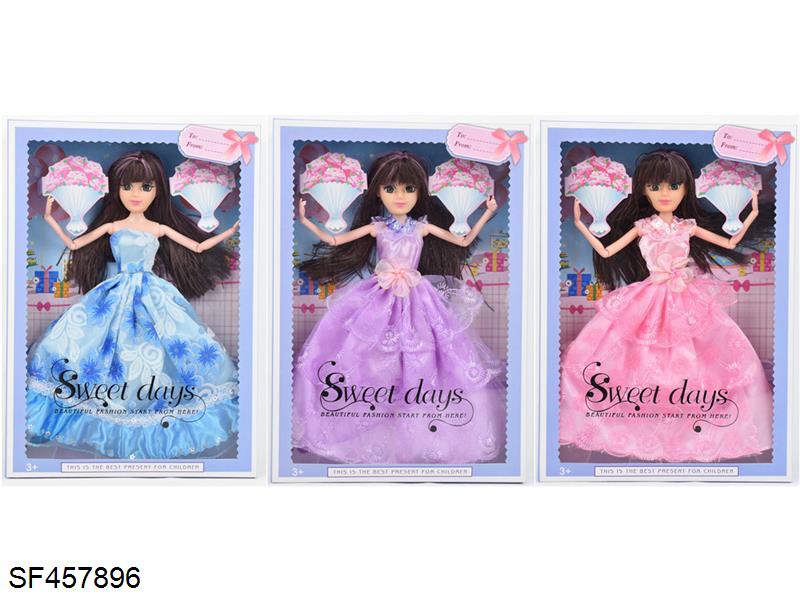 11.5寸12关节实身3D眼带睫毛婚纱芭比(3款混装)