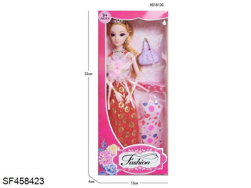 11.5寸实身9关节3D眼芭比娃娃(多款多色混装)