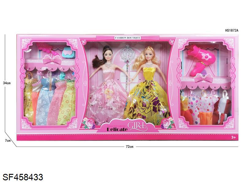 11.5寸实身活动手双人芭比(多款多色混装)