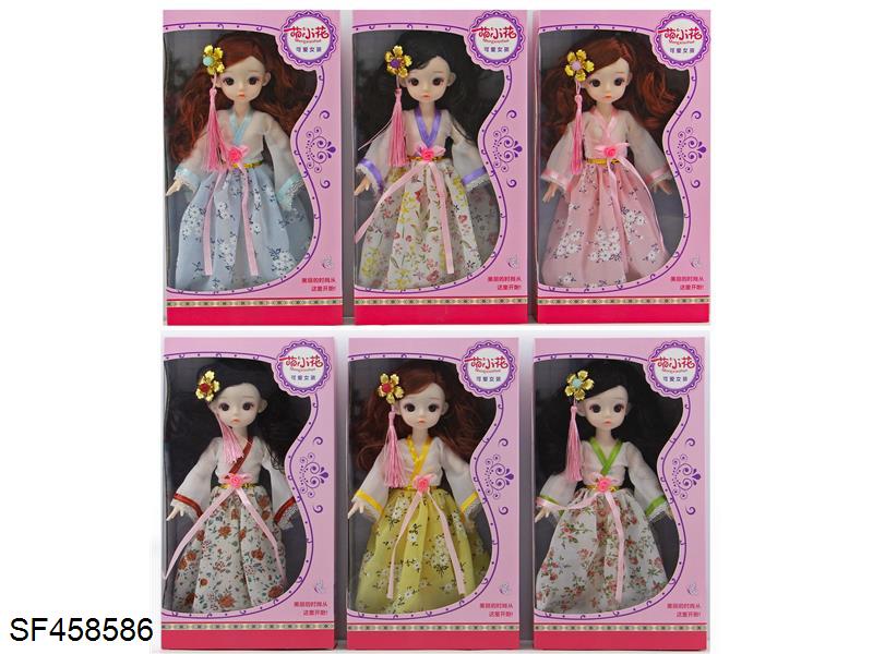 12寸实身13关节萝莉娃娃戴头饰(6款混装)