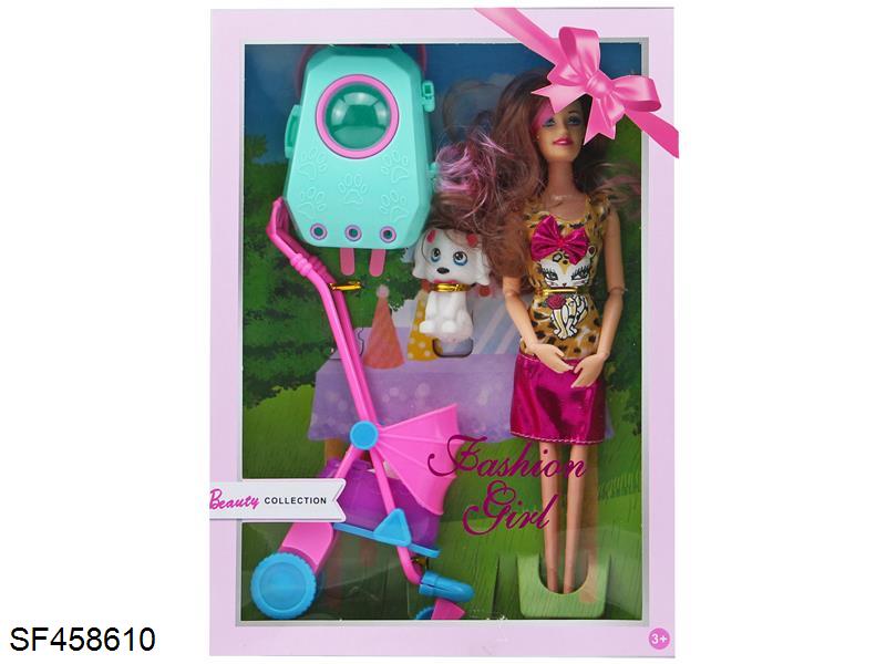 11.5寸实身9关节宠物芭比带书包