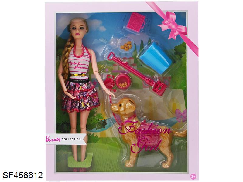 11.5寸11关节芭比带金毛犬