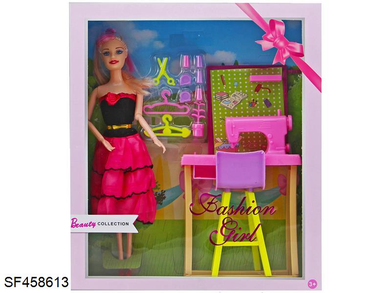 11.5寸实身9关节芭比带缝纫机