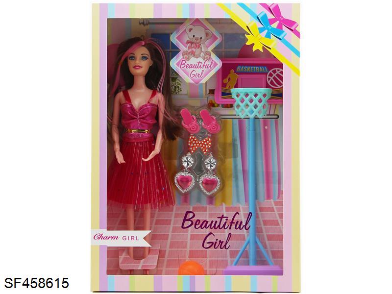 11.5寸实身9关节篮球宝贝芭比带鞋子/饰品/篮球圈