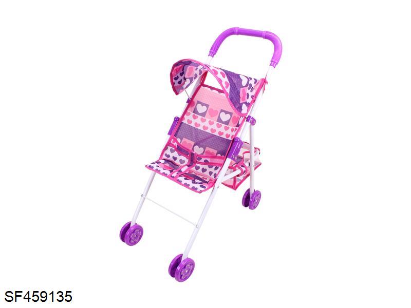 婴儿遮阳手推车（白铁紫色布）