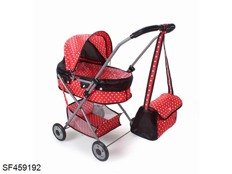 婴儿遮阳手推车+储物篮+手提包 (铁)EVA轮