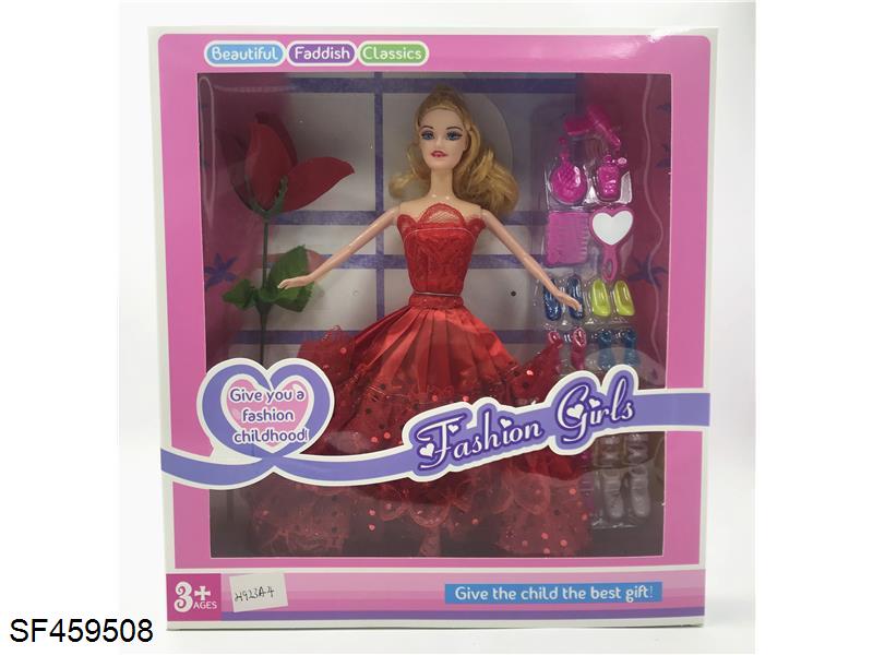 11寸实心活动手芭比配鞋子/玫瑰花