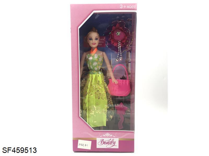 11寸空心活动手芭比配头花/挎包/梳子