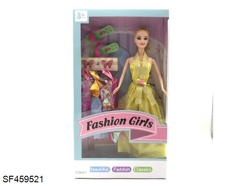 11寸实心活动手芭比配拖鞋/裙子