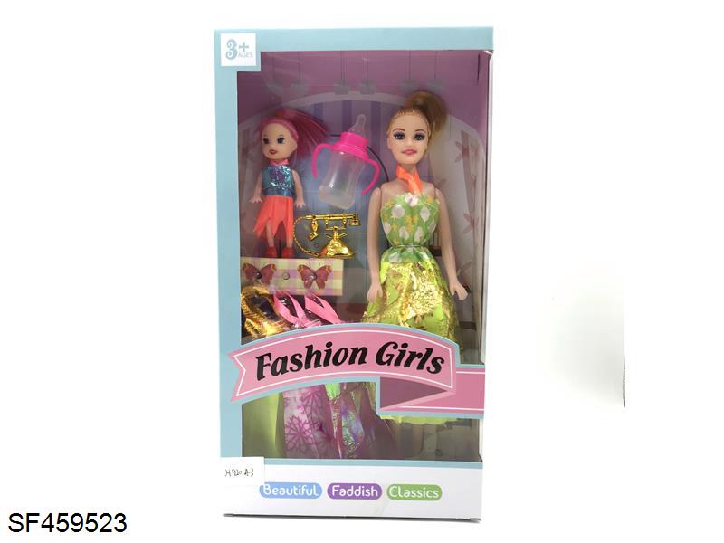 11寸实心活动手芭比配小凯丽+裙子