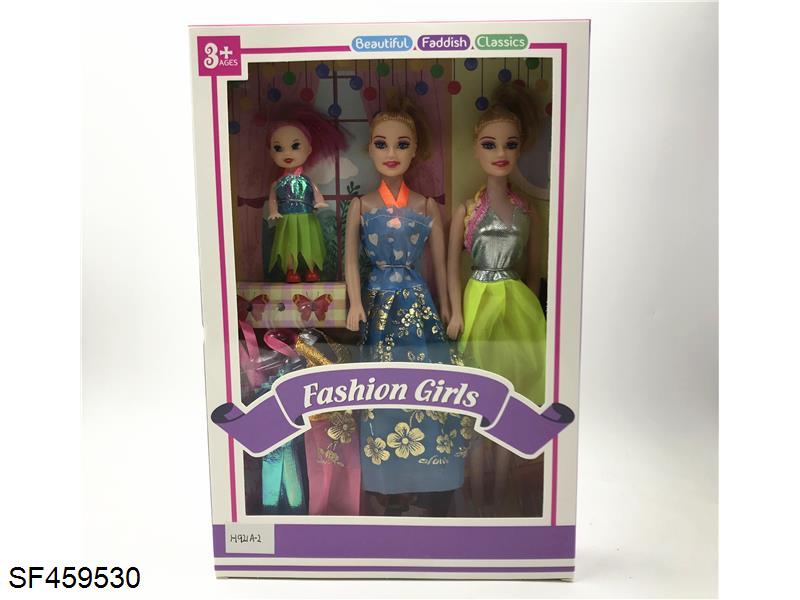 11寸空心活动手双人芭比配小凯丽+裙子