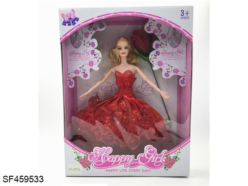 11寸实心关节手晚装婚纱芭比配玫瑰花