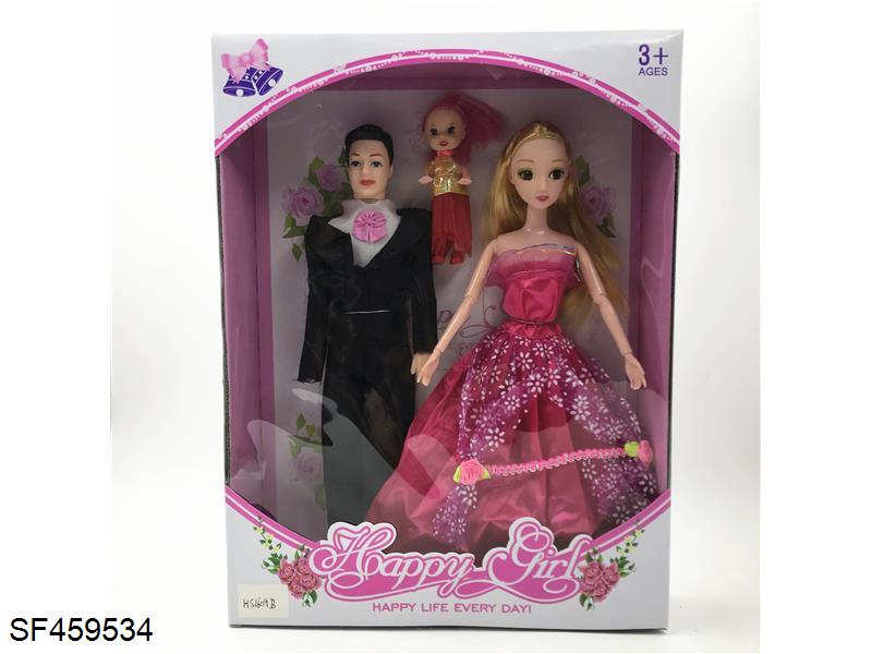 11寸实心关节手3D眼晚装婚纱芭比带空心男芭比配小凯丽