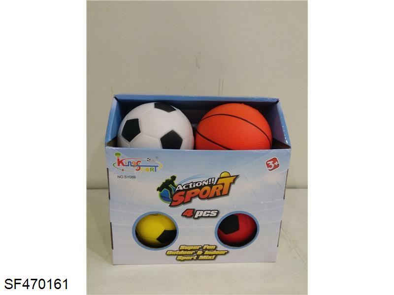 PU球4只/盒(10CM球，足球及篮球）