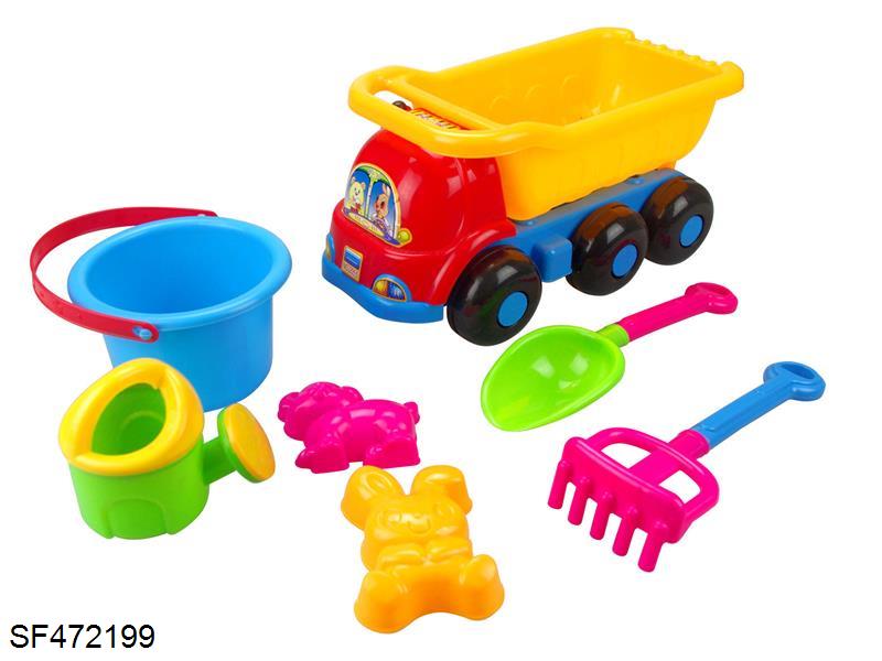 7件套沙滩玩具 六轮车