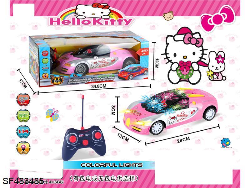 1:14四通凯蒂猫遥控车带3D灯光+前灯(包电)