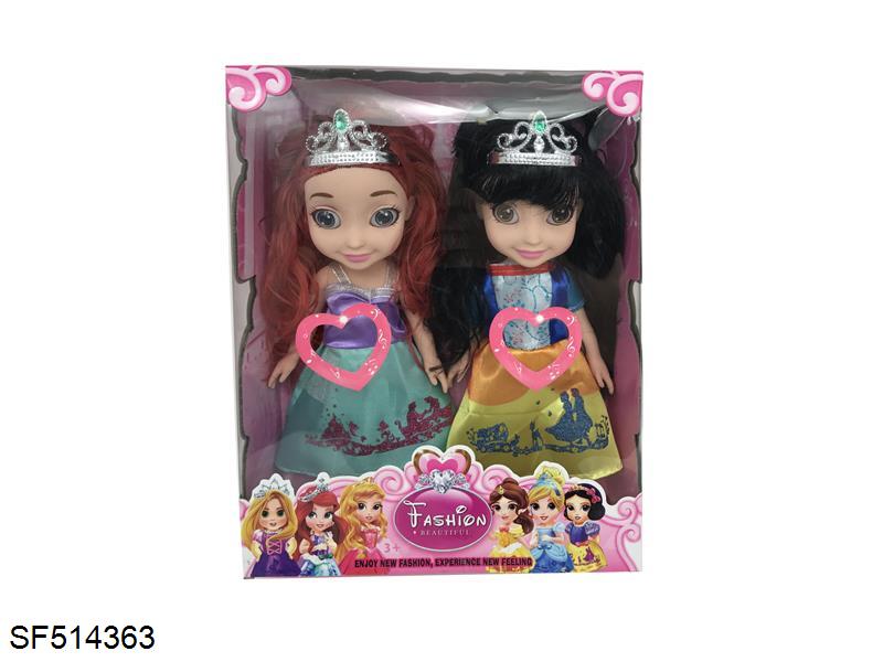 14寸3D眼双人6公主搪胶身体带音乐3款混装