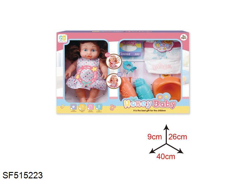 12寸搪胶喝水撒尿娃娃