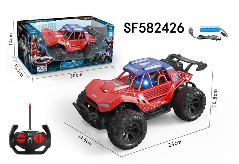 1: 16 Spiderman four-way off-road remote control vehicle with lights (including electricity)